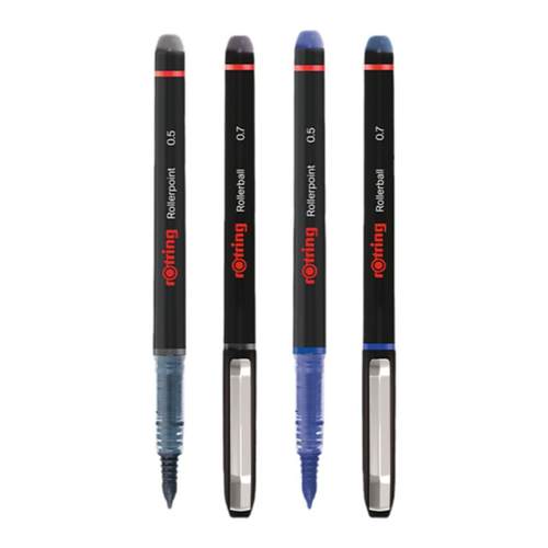 rotring红环直液式走珠笔一次性中性笔日常书写制图笔工程笔小学初中性用针管笔头黑色蓝色0.5mm