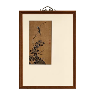雀上枝头宋代美学新中式艺术装饰画客厅书房茶楼绢布祥云挂架挂画