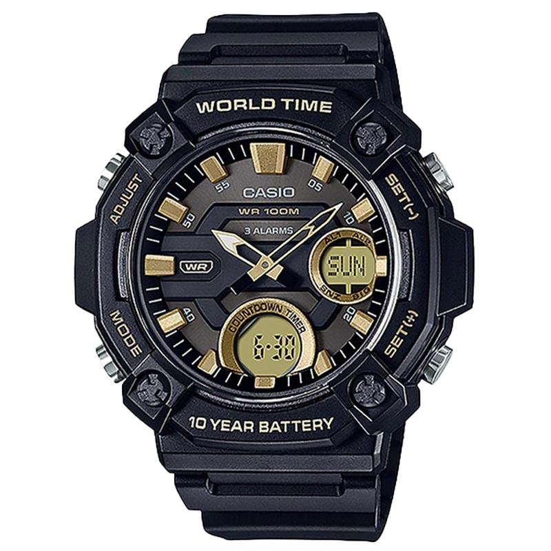 Casio卡西歐手表男正品黑武士黑暗之心運動學生電子表AEQ-120W