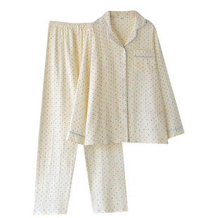 纯棉纱布睡衣女款全棉泡泡纱家居服宽松大码春秋季可外穿长袖套装