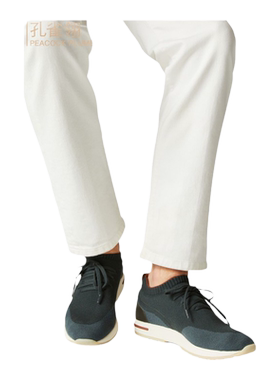 Loro Piana/诺悠翩雅男鞋绿色羊毛针织低帮系带舒适运动鞋