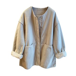 羊羔毛内里棉服女士秋冬季中长款宽松加绒夹棉棉衣外套~清仓福利