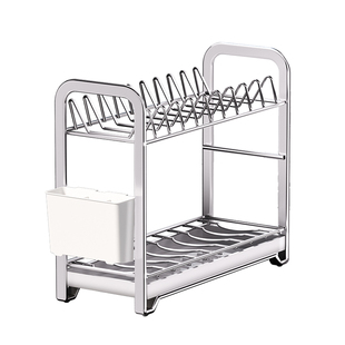 厨房碗筷沥水置物架双层小型不锈钢沥碗架家用放碗碟子盘子收纳架