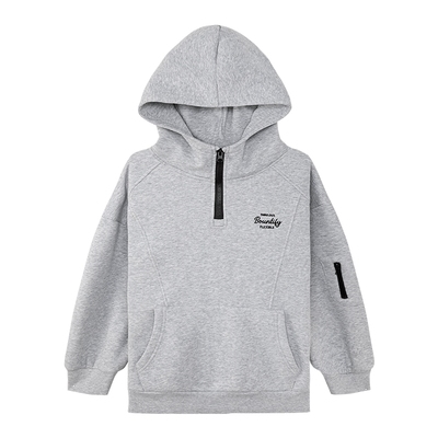 左西男童加绒卫衣立领防风连帽