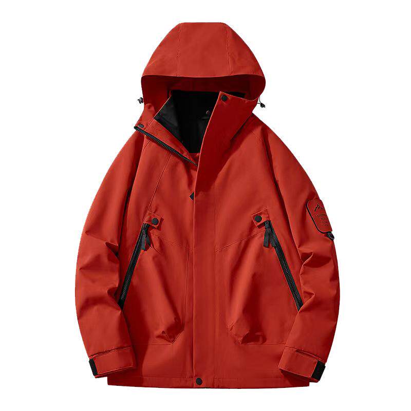冲锋衣男女三合一秋冬情侣朱雀红可拆卸两件套定制印logo登山外套