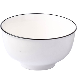 北欧简约黑线饭碗10个装创意个性纯色釉下彩陶瓷吃饭碗米饭碗餐具