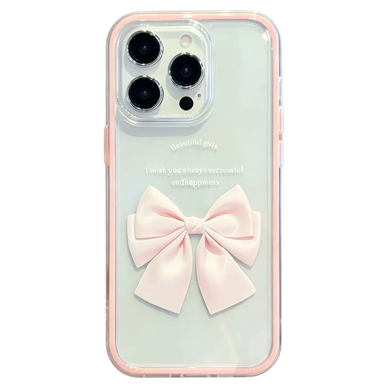 小清新粉色蝴蝶结适用苹果16promax手机壳新品高级感iPhone17pro网红爆款手机壳15/14硅胶防摔外壳保护套女生