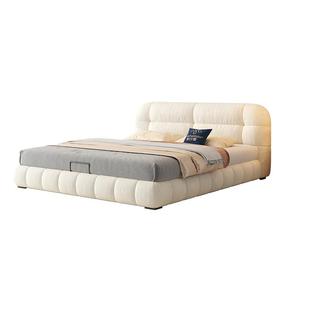 帕沙曼泡芙布艺床奶油风简约软包云朵床1米5网红卧室双人床1.8米