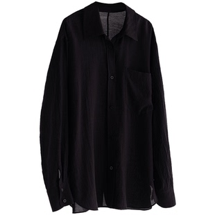 衬衫上衣衬衣外套春夏秋小衫女装2026年新款通勤气质松弛长袖黑色