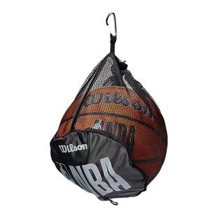Wilson威尔胜NBA篮球袋抽绳背包黑色便携式足排球收纳网兜可挂钩