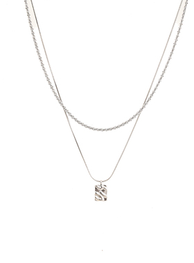 轻奢高级感小方牌双层项链男女