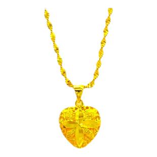 越南沙金项链女款仿真镀黄金色桃心吊坠锁骨链轻奢小众设计首饰品