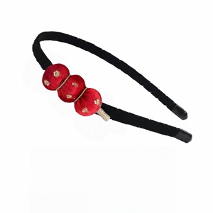 儿童新年冰糖葫芦发夹过年女童刘海夹宝宝可爱红色丝绒头绳发箍