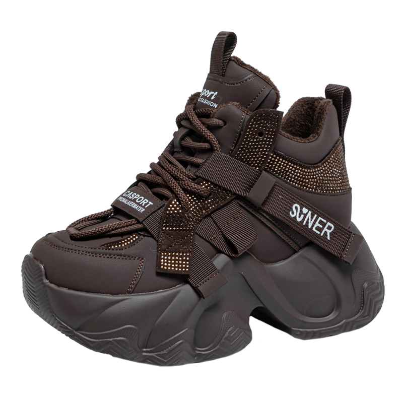 欧洲站高帮加绒老爹鞋女2025新款秋冬保暖厚底内增高运动休闲棉鞋