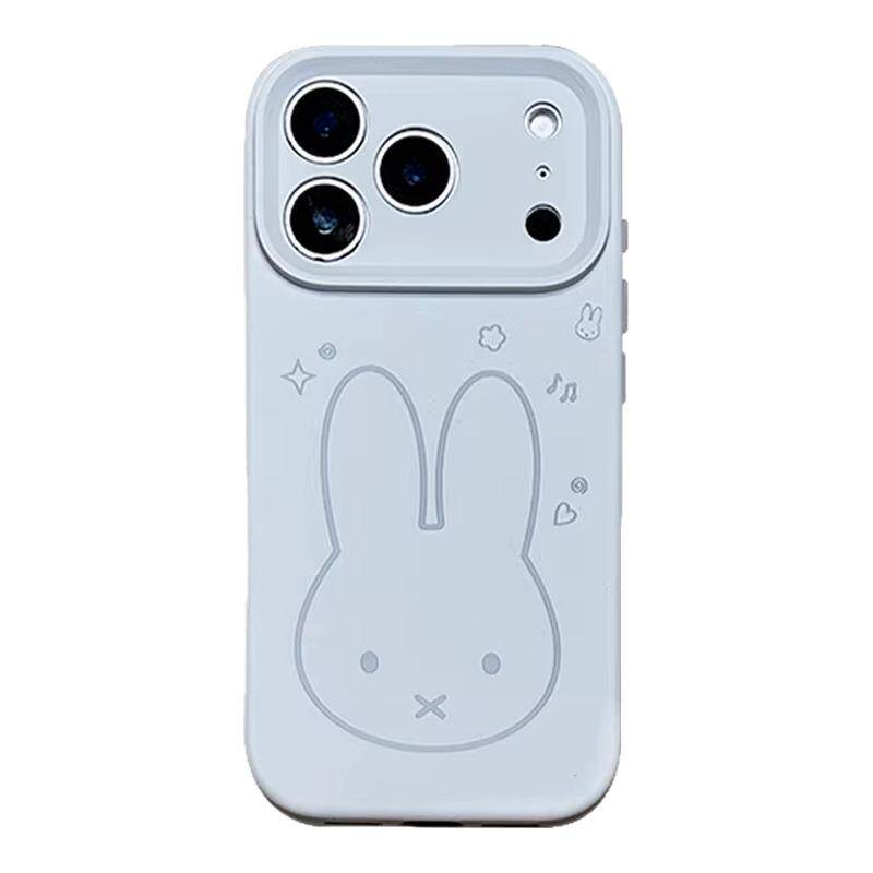 简约风可爱线条米菲兔适用于iphone18promax苹果17手机壳15新款16pro女13少女心14PM磨砂液态硅胶创