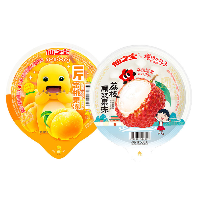 仙之宝奶龙联名超大果冻巨型什锦黄桃水果椰果粒零食儿童生日礼物