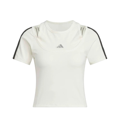 adidas阿迪达斯三条纹舞动系列休闲短款运动休闲短袖T恤女 KR7606