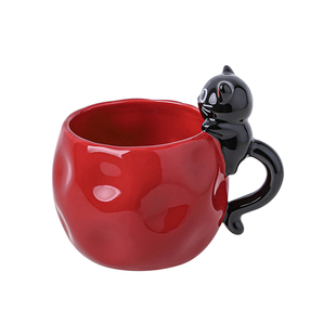 可爱小猫喝水杯陶瓷马克杯卡通造型设计感咖啡杯创意礼品杯情侣杯