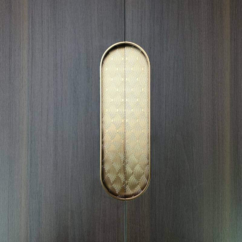 新中式嵌入式暗扣拉手铝合金半圆把手暗藏开槽衣柜门古典抽屉移风