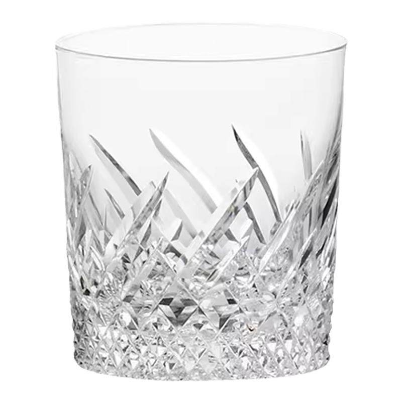 日本进口KAGAMI江户切子威士忌杯水晶玻璃斜纹切子杯洋酒杯洛克杯