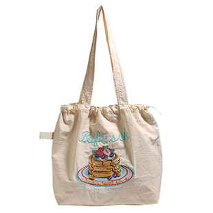 日本ball chain刺绣环保袋尼龙包手提购物袋上班通勤单肩托特包女