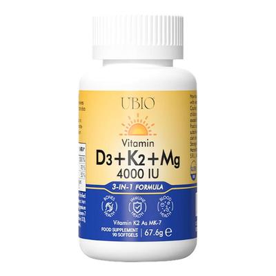 UBIO优碧欧维生素d3k2镁三合一儿童青少年孕妇d3维生素d3成人女vd