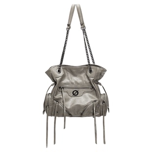 JTB极光垃圾袋.新款黑色托特包女通勤斜挎包大容量链条单肩包包