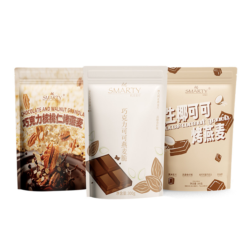 机灵麦片黑巧克力核桃仁生椰可可烘焙燕麦坚果酸奶碗早餐即食谷物