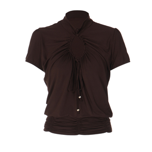 古着胸前镂空半高领短袖上衣026夏季新款辣妹修身显瘦百搭短款T恤