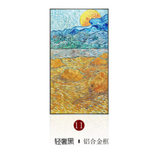 饰画 手绘油画北欧咖啡馆梵高名画别墅抽象挂画客厅走廊玄关竖版 装