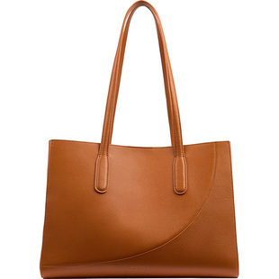 LK BENNETT棕色单肩手提包2025新款简约高端牛皮通勤大容量托特包