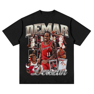 芝加哥DeRozan德罗赞复古美式重磅纯棉数码直喷vtg做旧hiphop短袖