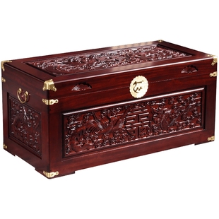 樟木箱子婚嫁箱仿古香樟木雕花嫁妆箱结婚箱收纳储物箱字画箱衣箱