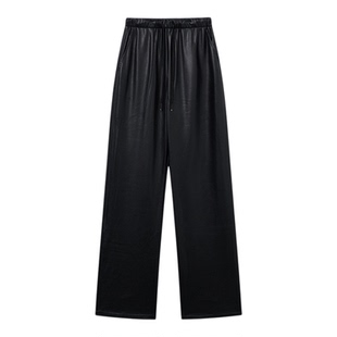 Jamor加墨简约时尚休闲裤皮质感裤子2025秋冬新款直筒显瘦裤