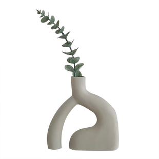 创意抽象艺术陶瓷花瓶异形装饰摆件客厅桌面家居饰品仿真花插花瓶