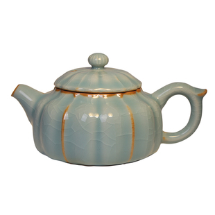 哥窑泡茶壶茶学堂水蓝釉陶瓷茶壶公道杯开片可养景德镇功夫茶具