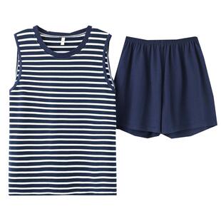 睡衣女夏季背心短裤纯棉卡通休闲全棉常规家居服套装套头简约爆款