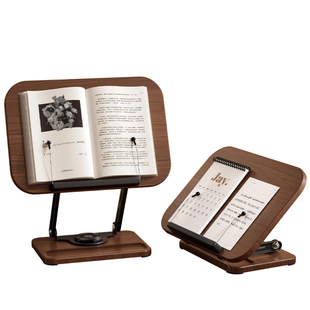 阅读支架成人读书支架桌面可旋转阅读架看书多功能升降胡桃木阅读架阅读床上看书神器书立架学习书夹书桌书架