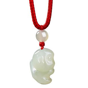 天然和田玉生肖猴吊坠男女款玉坠挂件项链白玉钥匙扣属小猴子礼物