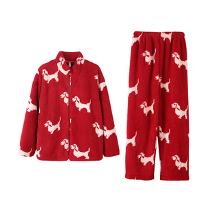 安之伴【巨保暖】情侣睡衣女款秋冬季珊瑚绒加厚男士法兰绒家居服