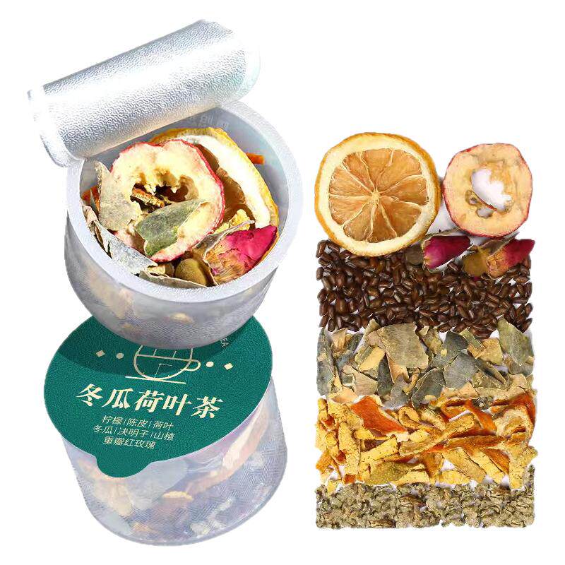 柠檬冬瓜荷叶消消茶久坐有肉喝