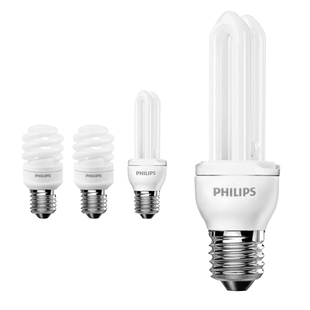 飞利浦2U节能灯E27螺口螺旋家用5W瓦小led型螺纹口灯管超亮电灯泡