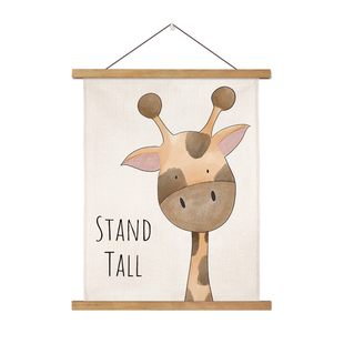 创意儿童房卧室ins小动物挂轴画简约卡通房间布艺挂画墙面装饰画