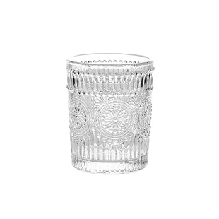 ins北欧风太阳花水杯 复古浮雕玻璃杯网红家用女高颜值果汁饮料杯