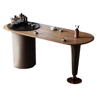 诚骏白蜡木实木茶桌书桌一体两用轻奢现代高级感家用阳台小茶台桌