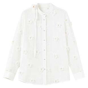 MISSCOCOON可可尼打底白色上衣女2026春季新款宽松莱赛尔衬衫