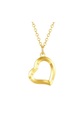 周六福项链女黄金色爱心链坠S925银高级感小众送女友圣诞礼物