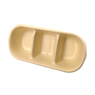 一次性三格餐盒长方形食品级轻食沙拉盒可降解可加热外卖打包盒