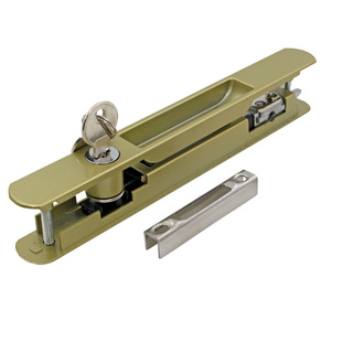 带锁90铝合金门窗钩锁阳台移门锁扣推拉窗户勾锁带钥匙双面条形锁