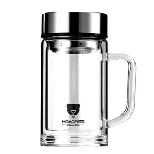 双层玻璃杯茶杯带把手手柄大容量加厚防爆家用办公室水杯男士杯子